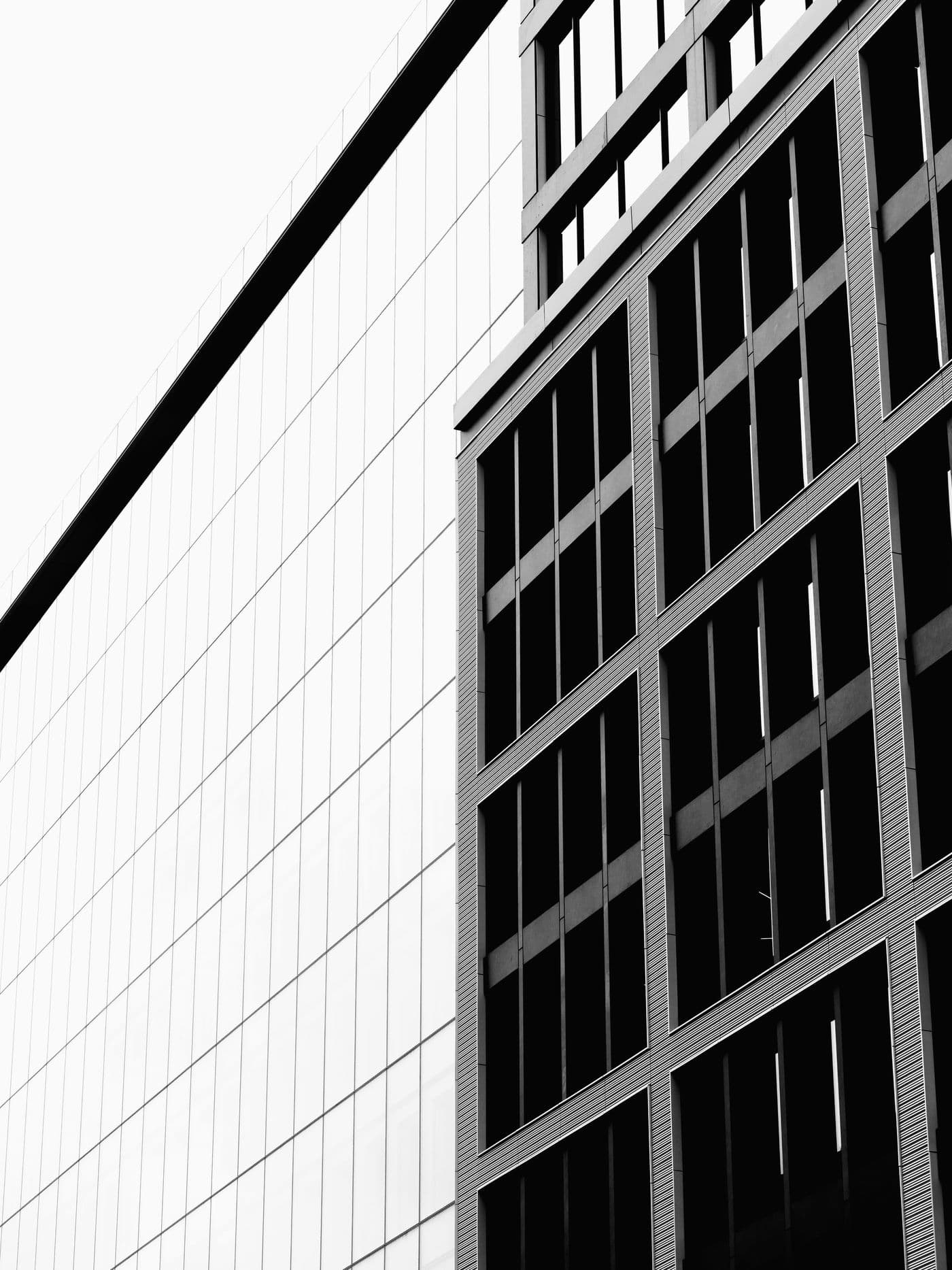 Office building facade with a regular grid of windows